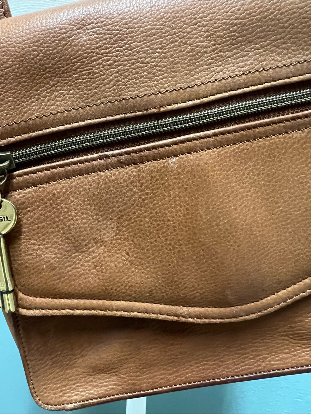 Fossil Brown Leather Shoulder crossbody bag - Picture 4 of 9